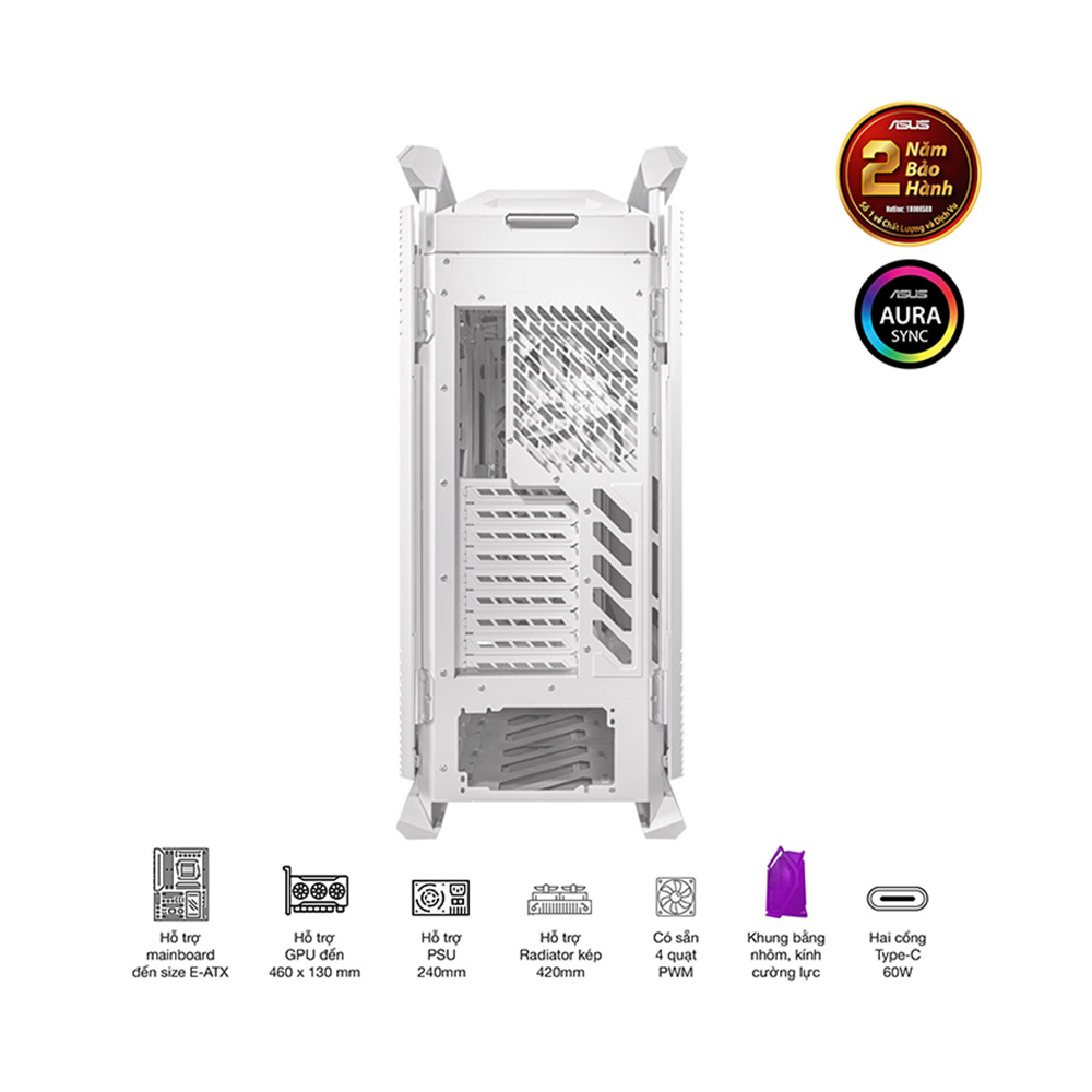 VỎ CASE ASUS GR701 ROG HYPERION WHITE EDITION (EATX,FULL TOWER,MÀU TRẮNG)