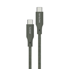 T2402CC - Cáp bọc dù USB-C to USB-C 2m, sạc nhanh mạnh mẽ 240W, truyền dữ liệu tốc độ cao.