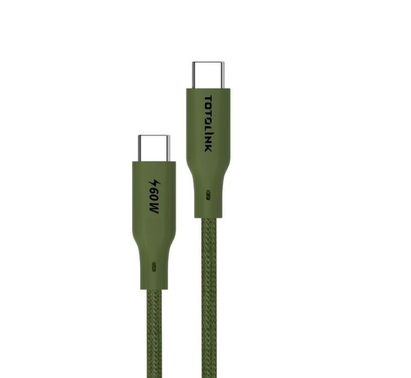 T601CC - Cáp bọc dù USB-C to USB-C 1m, sạc nhanh mạnh mẽ 60W, truyền dữ liệu tốc độ cao.