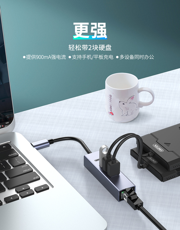 Bộ chuyển đổi 4 cổng Type-C ->USB + LAN UNITEK Y-3083W