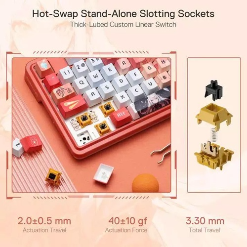 Bàn Phím Cơ REDRAGON UCAL K673AK PRO Anime Flaming Red (Mini 3 Chế Độ)