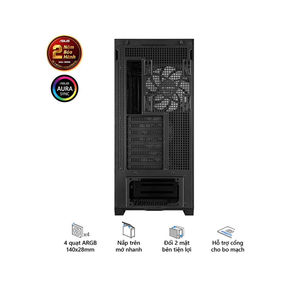 VỎ CASE ASUS TUF GAMING GT302 ARGB BLACK (EATX,4 FAN 140 ARGB,MÀU ĐEN)