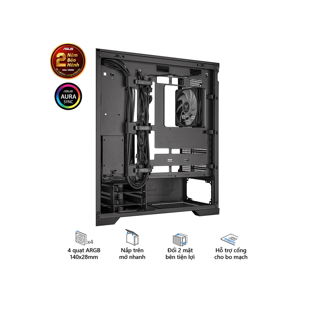 VỎ CASE ASUS TUF GAMING GT302 ARGB BLACK (EATX,4 FAN 140 ARGB,MÀU ĐEN)