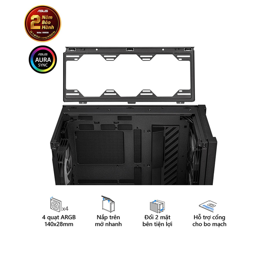 VỎ CASE ASUS TUF GAMING GT302 ARGB BLACK (EATX,4 FAN 140 ARGB,MÀU ĐEN)