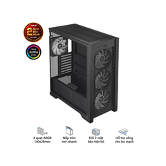 VỎ CASE ASUS TUF GAMING GT302 ARGB BLACK (EATX,4 FAN 140 ARGB,MÀU ĐEN)