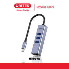 Bộ chuyển đổi 4 cổng Type-C -> USB3.0 + LAN 5Gbps UNITEK H1907B