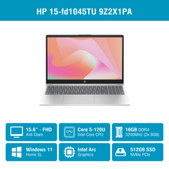 Laptop HP 15-fd1045TU 9Z2X1PA (Intel Core 5 120U | 16GB | 512GB | Intel Arc | 15.6 inch FHD | Win 11 | Bạc)