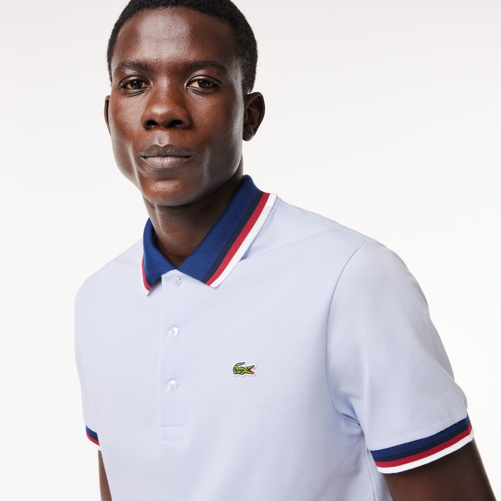  Áo Lacoste Regular Fit Contrast Collar Polo 'White Blue' 