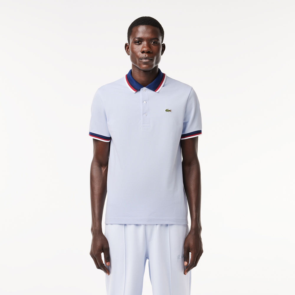  Áo Lacoste Regular Fit Contrast Collar Polo 'White Blue' 