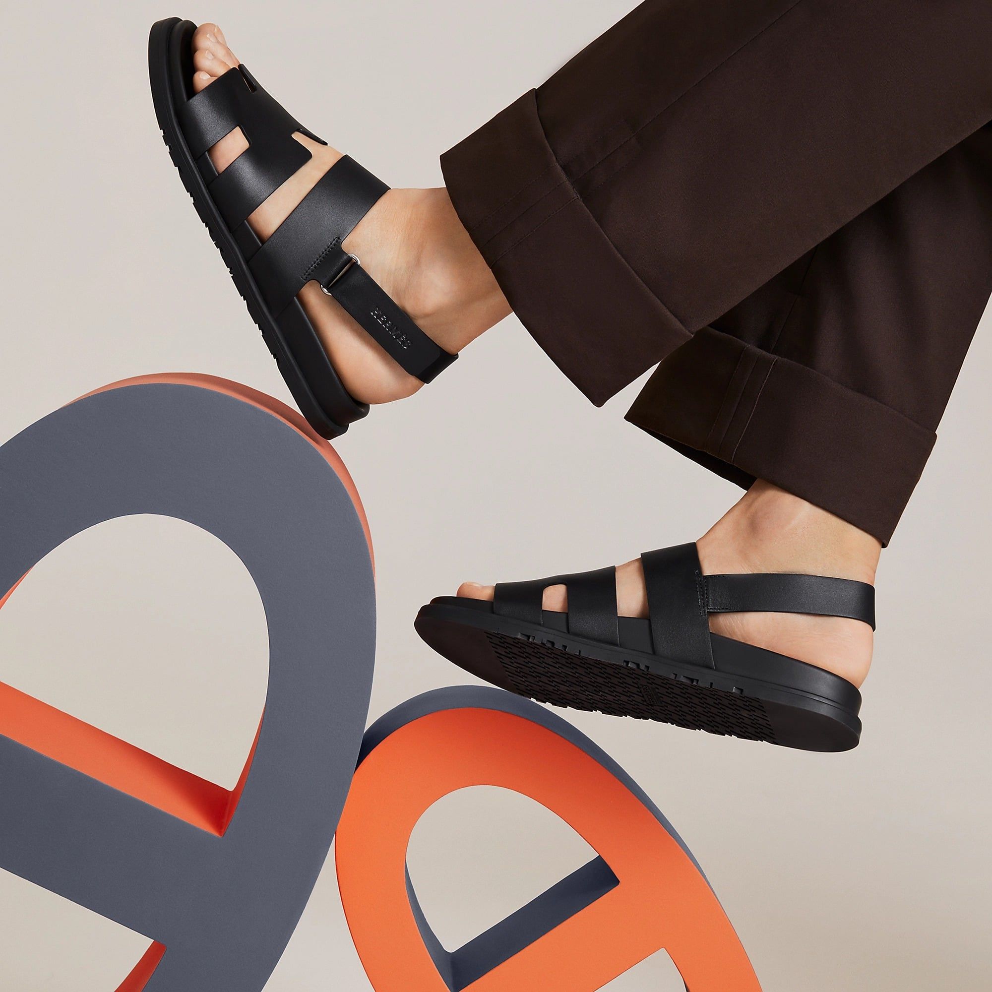  Dép Nam Hermes Genius Sandal 'Noir' 
