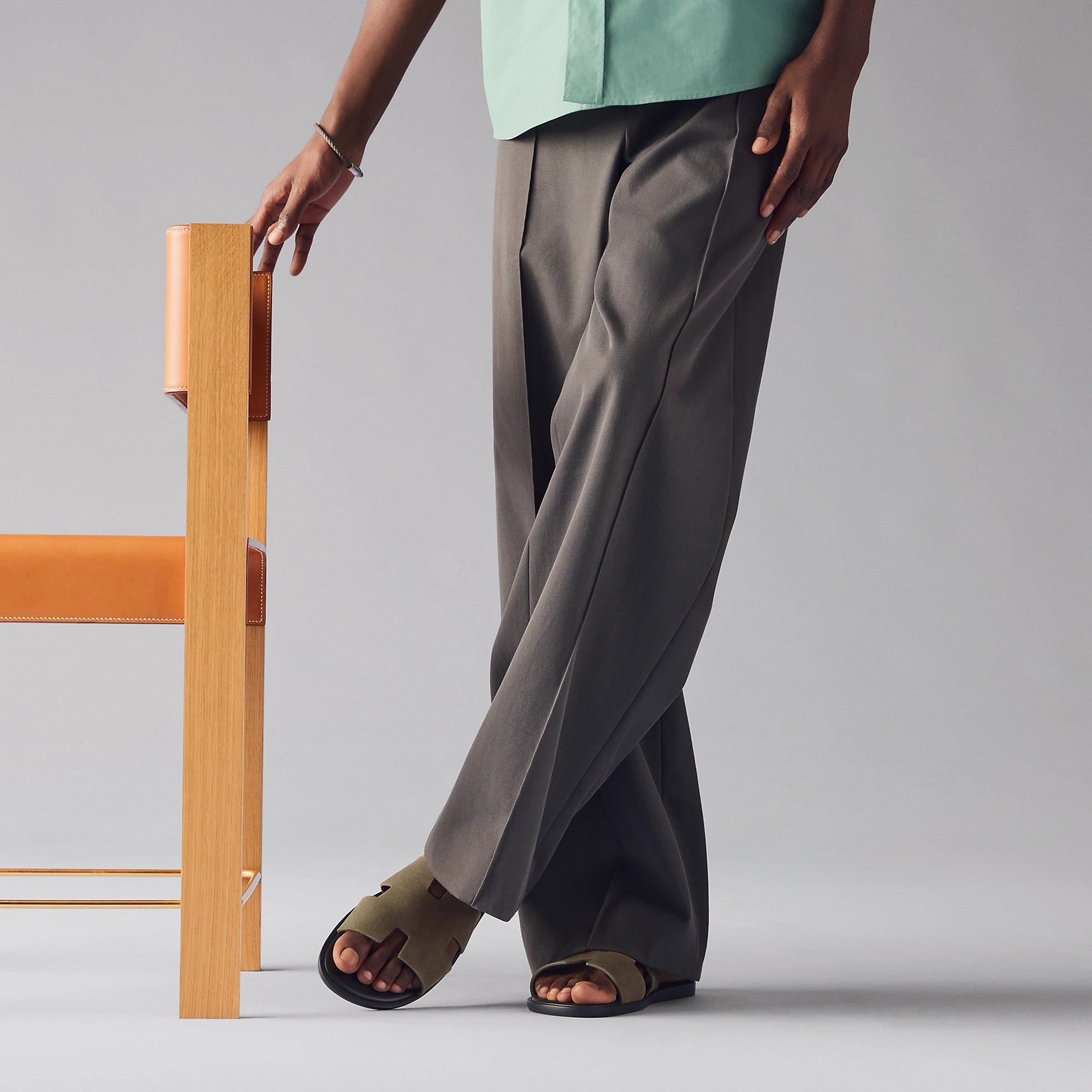  Dép Nam Hermes Izmir Sandal 'Vert Toundra' 