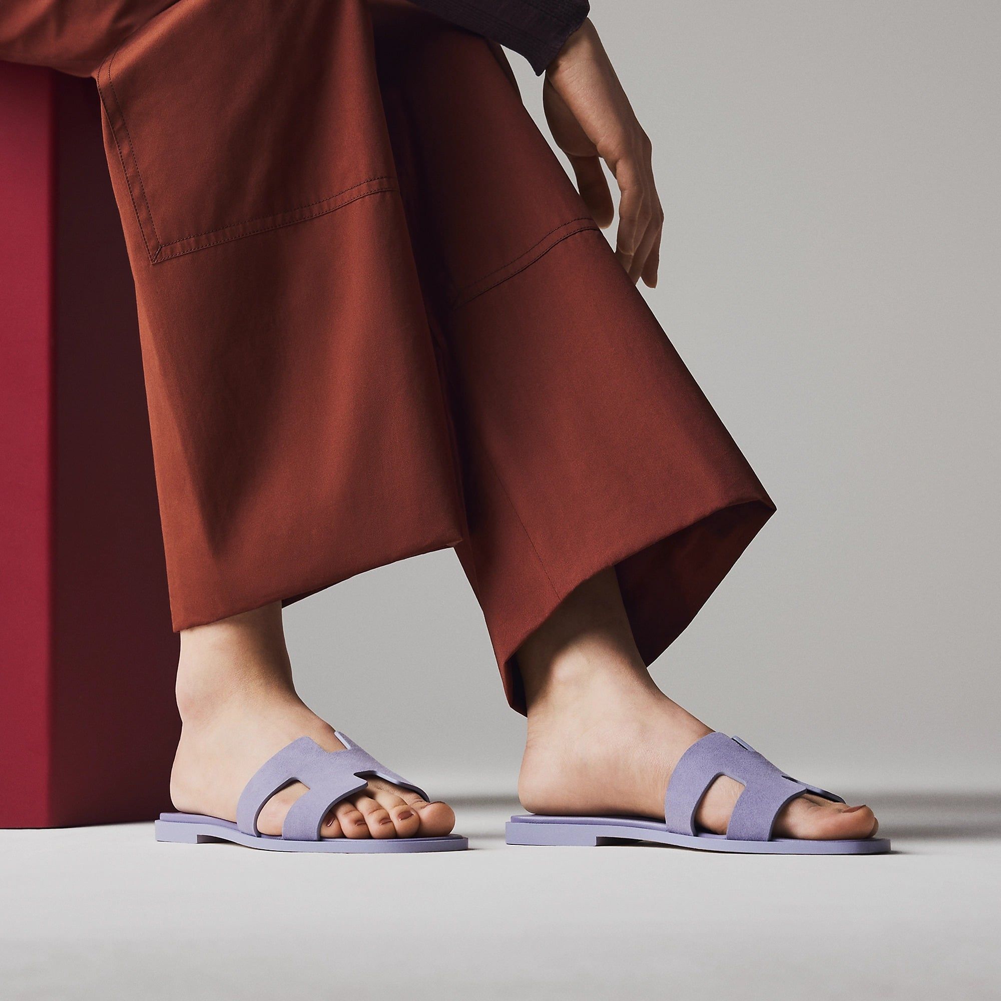  Dép Nữ Hermes Oran Sandal 'Violet Glycine' 