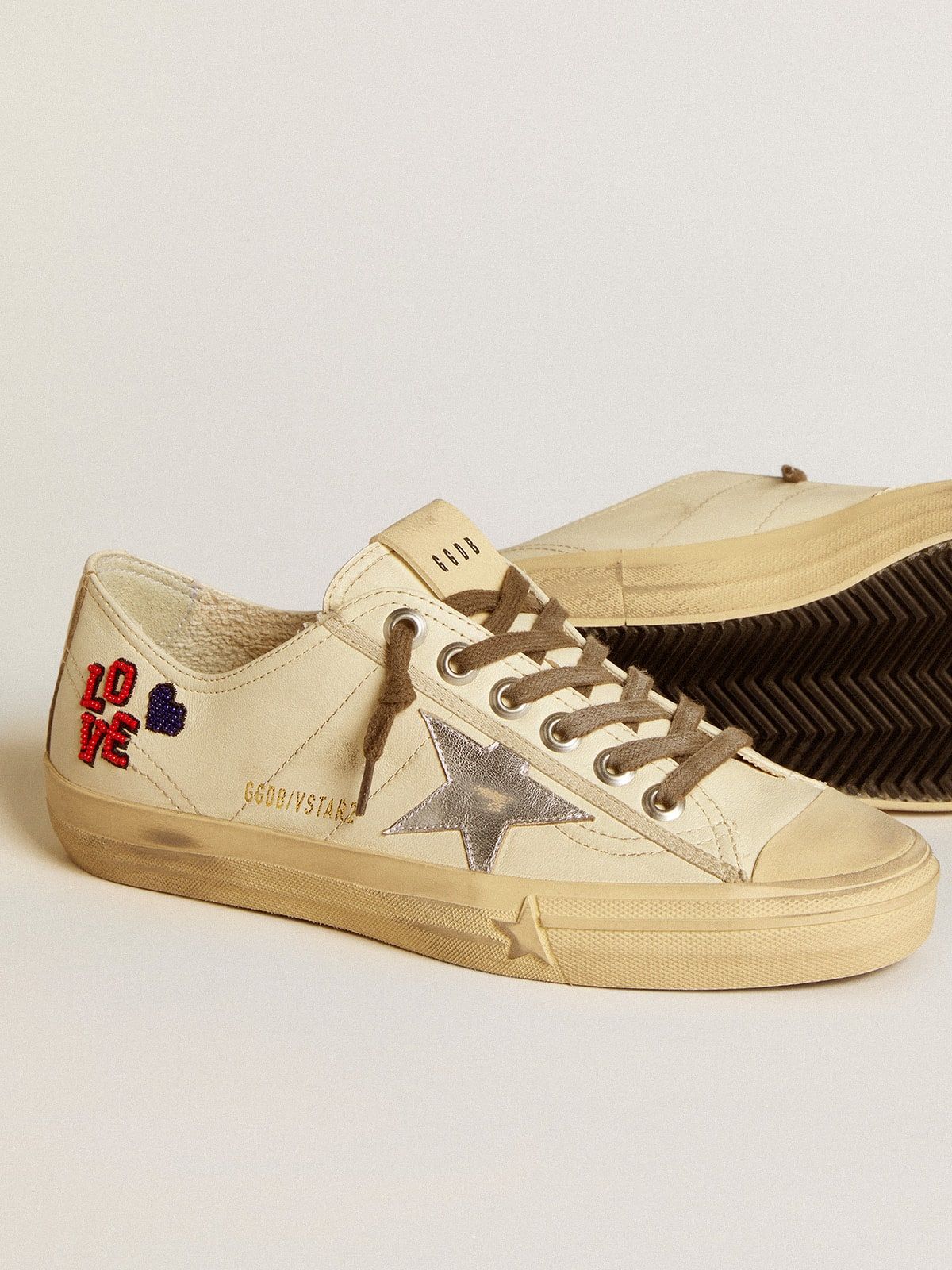  Giày Nữ Golden Goose V-Star 'Ecru' 