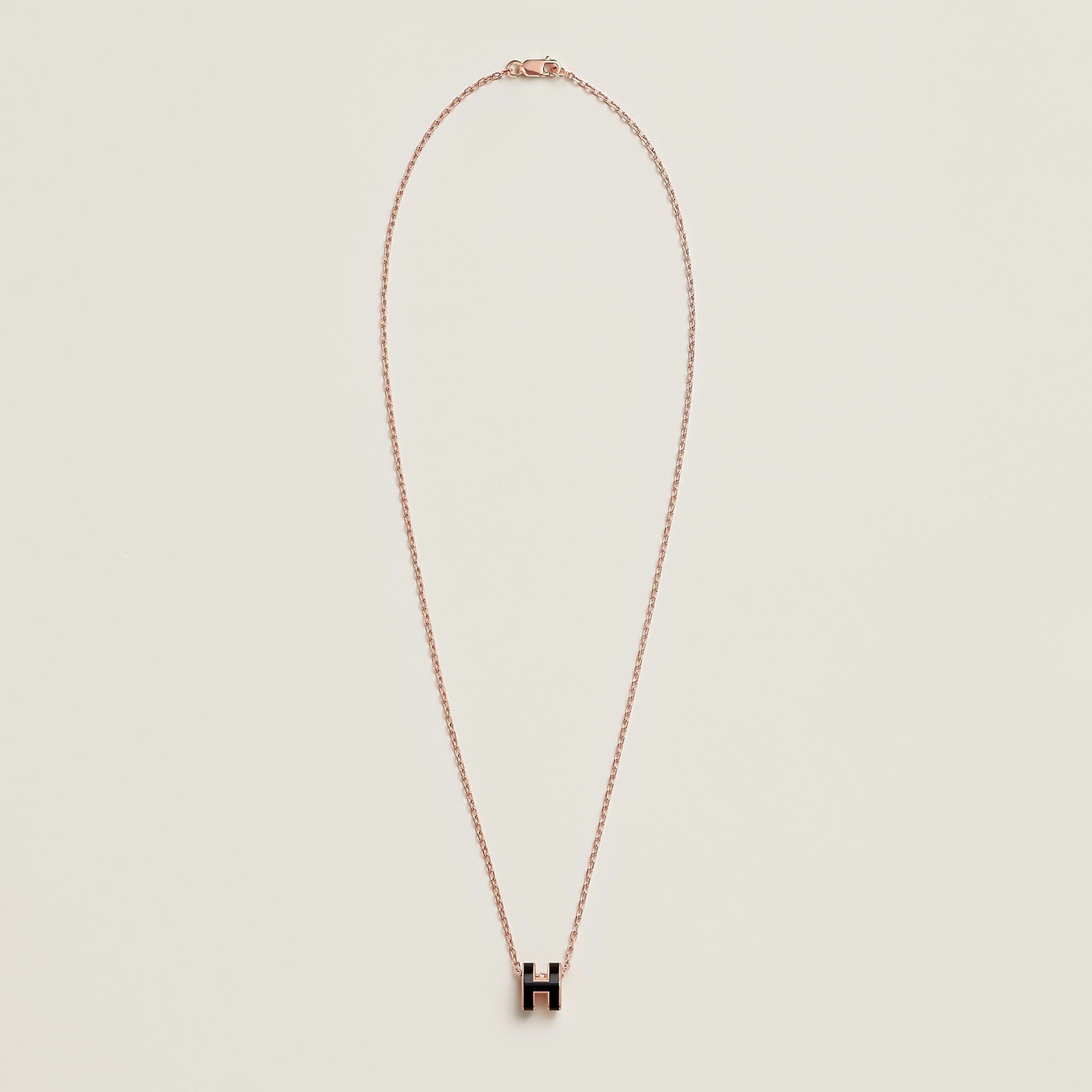  Vòng Cổ Nữ Hermes Mini Pop H 'Noir Rose Gold' 