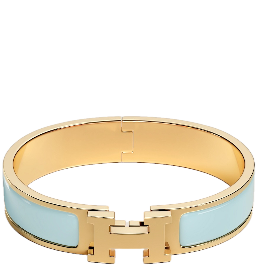  Vòng Tay Nữ Hermes Clic H 'Bleu Polaire Gold' 