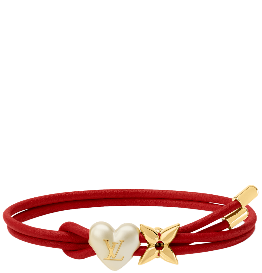  Vòng Tay Nữ Louis Vuitton LV Bloom Pearl Heart 'Red' 
