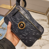  Túi Nữ Versace Barocco Leaf Embossed Calf Leather 'Dark Navy' 