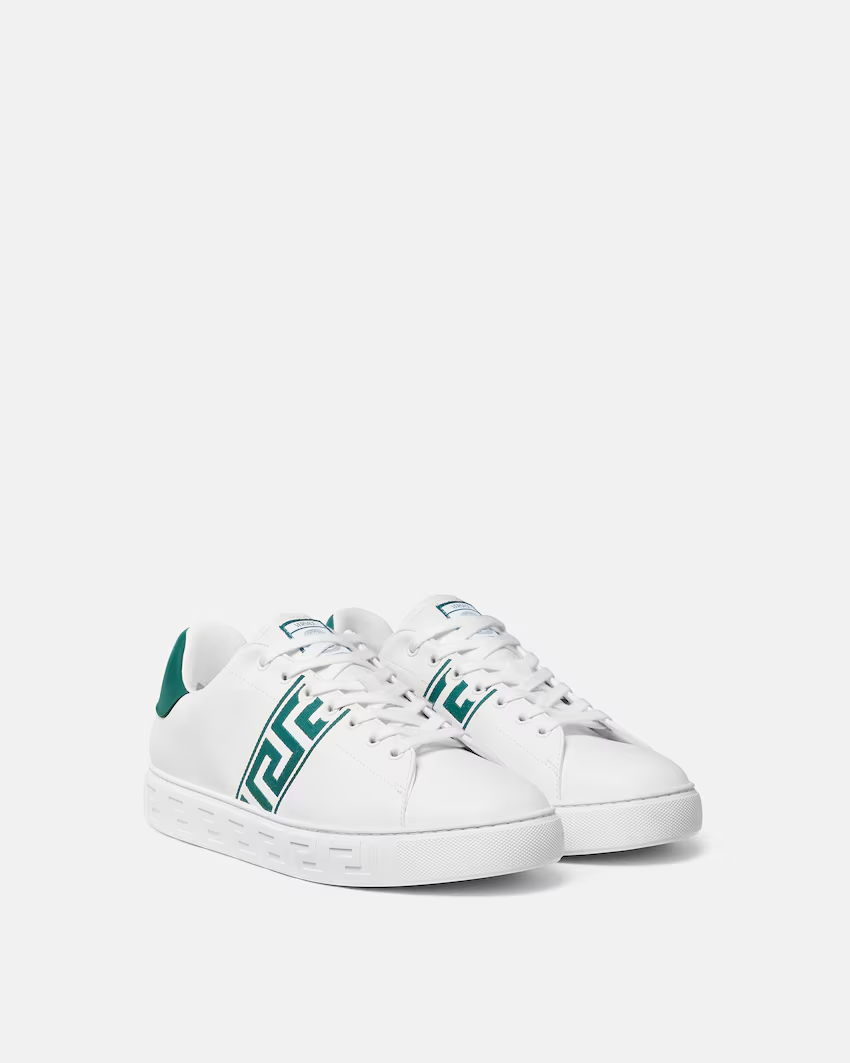  Giày Nam Versace Greca Embroidered Nylon 'White Green' 
