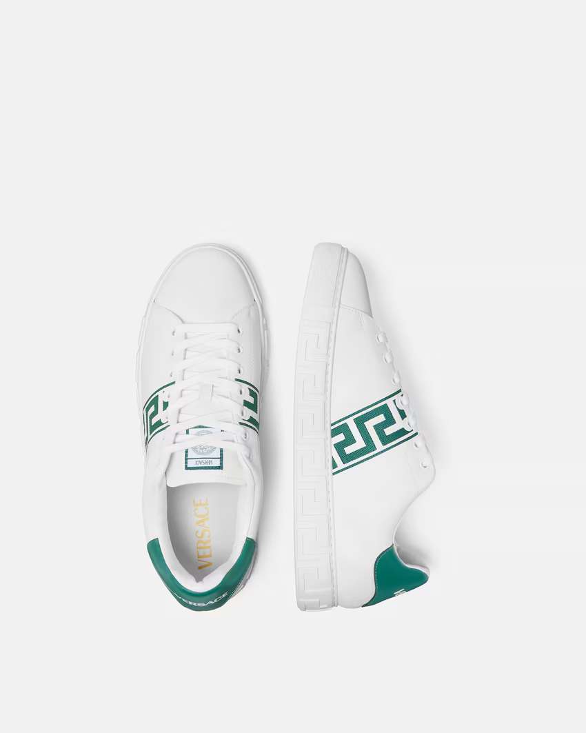  Giày Nam Versace Greca Embroidered Nylon 'White Green' 