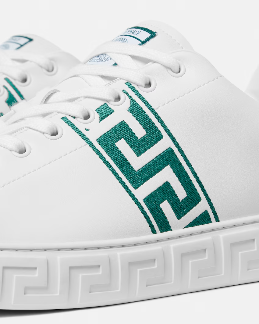  Giày Nam Versace Greca Embroidered Nylon 'White Green' 