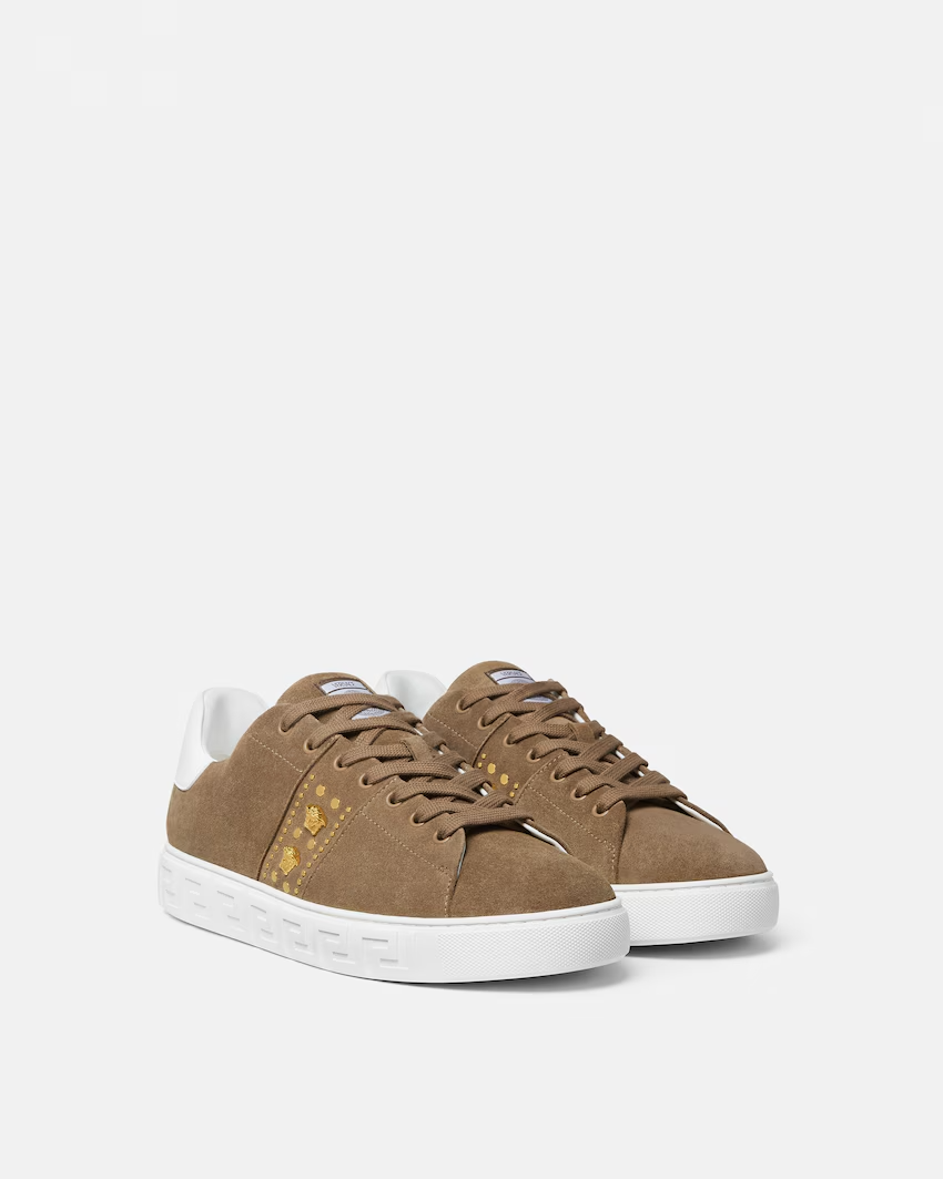  Giày Nam Versace Greca Embellished Suede 'Brown' 