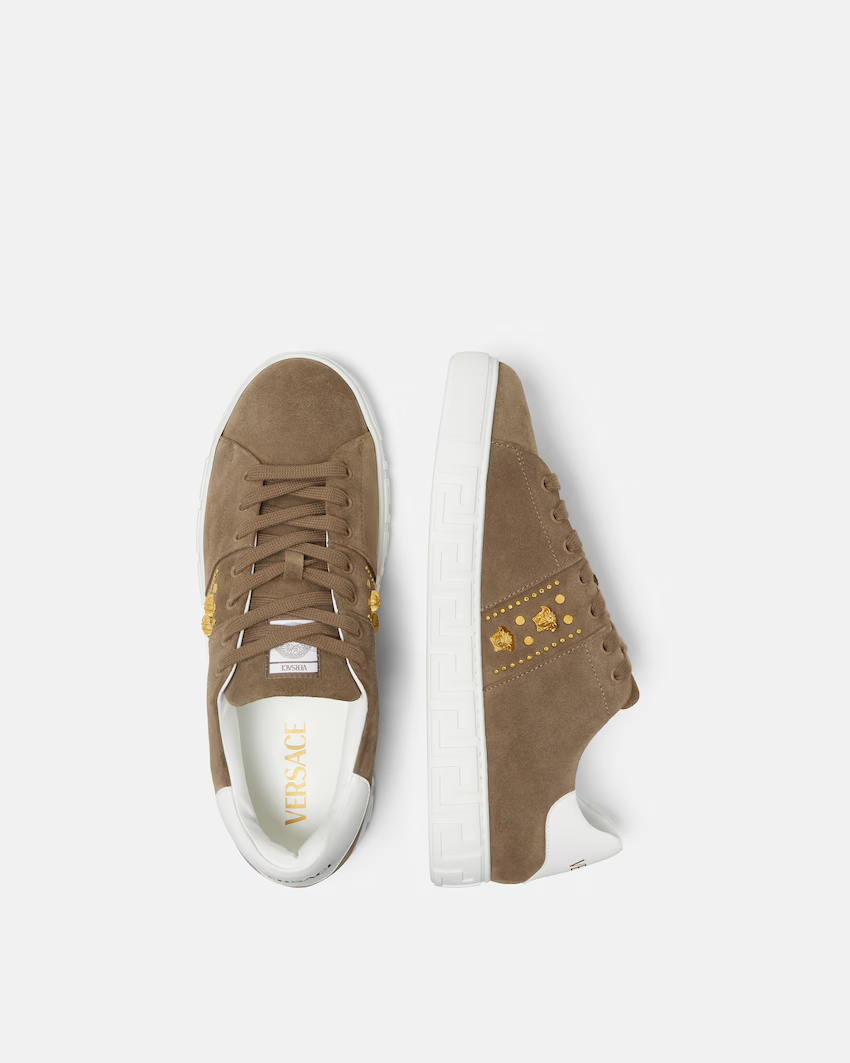  Giày Nam Versace Greca Embellished Suede 'Brown' 
