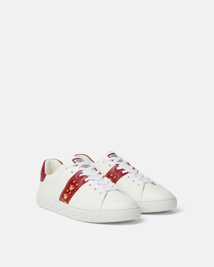  Giày Nam Versace Greca Embellished 'White Red' 