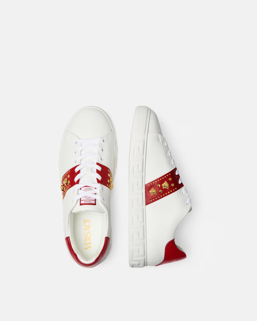  Giày Nam Versace Greca Embellished 'White Red' 