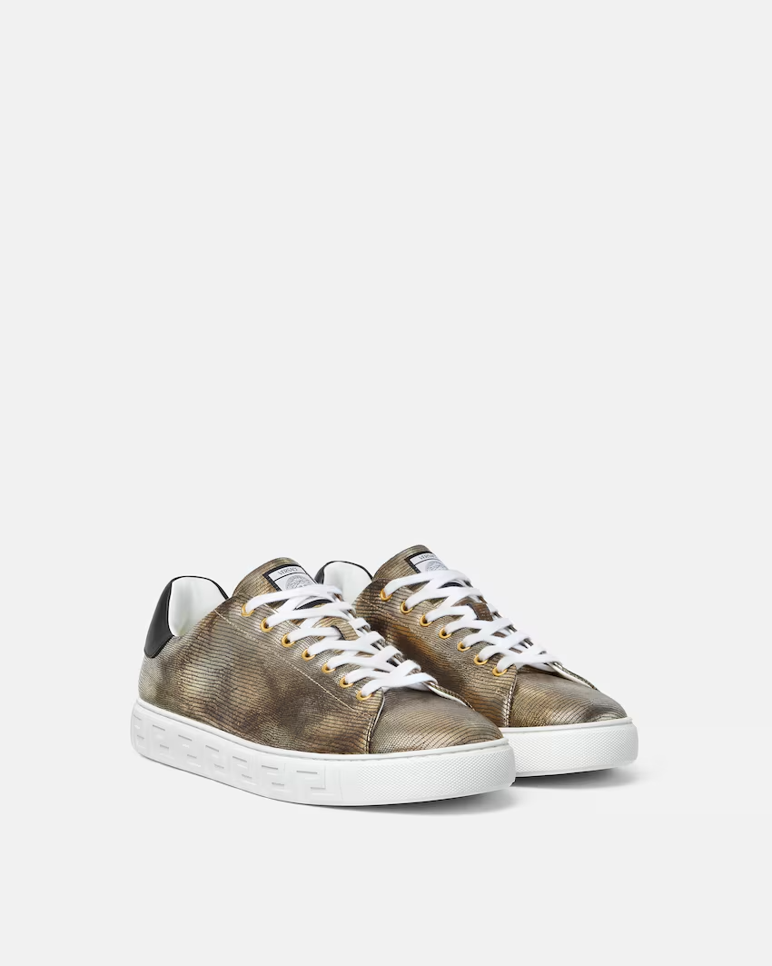  Giày Nam Versace Greca Lizard-Effect 'Gold' 