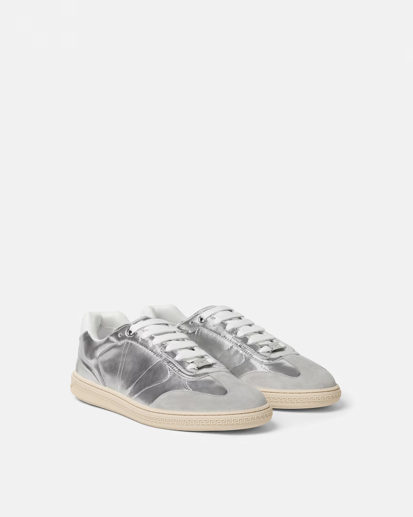  Giày Nam Versace Greca Court Metallic 'Silver' 