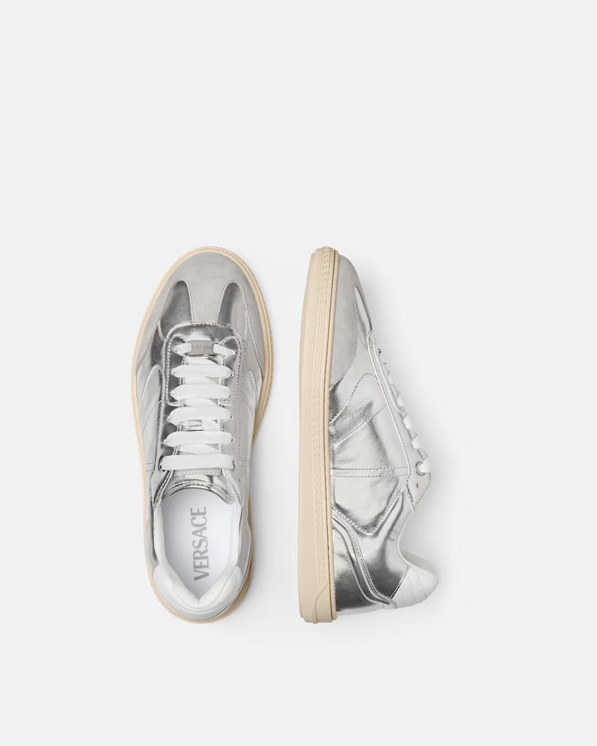  Giày Nam Versace Greca Court Metallic 'Silver' 