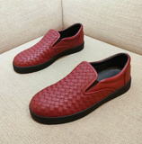  Giày Nam Bottega Veneta Leather Woven Slip On 'Red' 