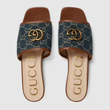  Dép Nữ Gucci Double G Pumps Sandals 'Blue' 