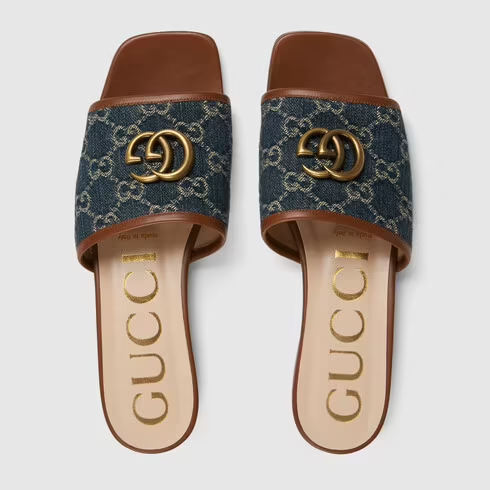  Dép Nữ Gucci Double G Pumps Sandals 'Blue' 