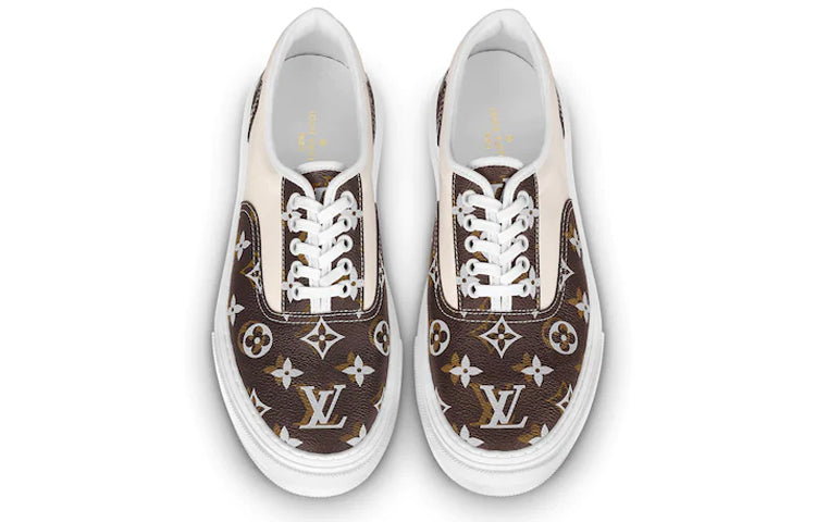  Giày Nam Louis Vuitton Monogram Trocadero 'White Brown' 