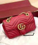  Túi Nữ Gucci GG Marmont Chain Bag Gold Buckle 'Red' 