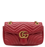  Túi Nữ Gucci GG Marmont Chain Bag Gold Buckle 'Red' 