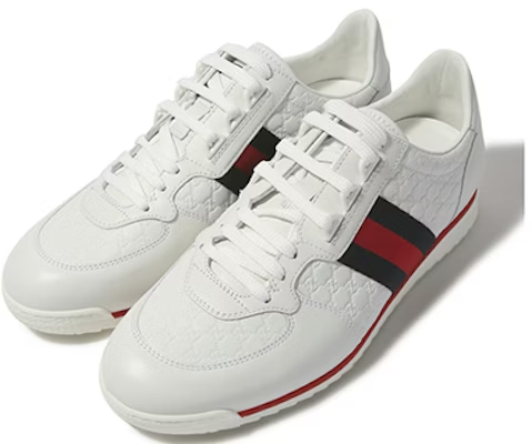  Giày Nam Gucci Leather Web Sneaker 'White' 