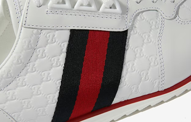  Giày Nam Gucci Leather Web Sneaker 'White' 