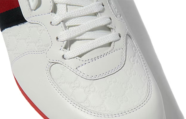  Giày Nam Gucci Leather Web Sneaker 'White' 