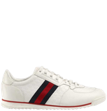  Giày Nam Gucci Leather Web Sneaker 'White' 