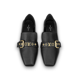  Giày Nữ Louis Vuitton Leather Monogram Baya Flat 'Black' 