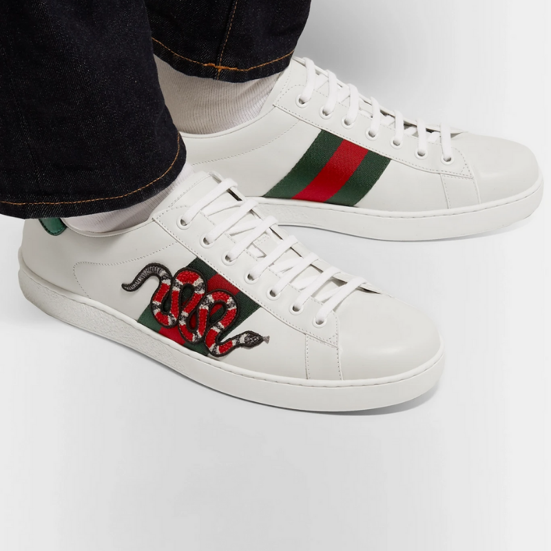  Giày Nam Gucci Ace Embroidered Snake 'White' 