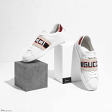  Giày Nam Gucci Stripe Leather Sneaker ‘White Red Black’ 