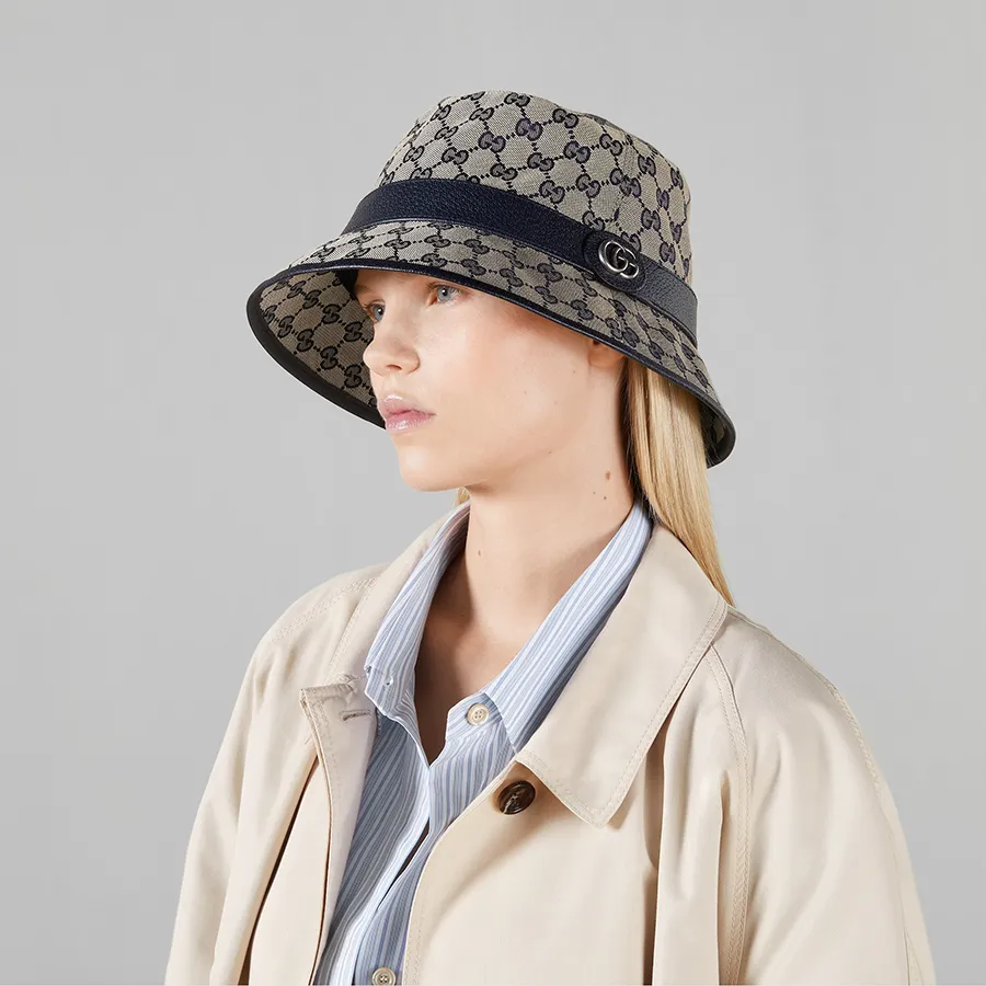  Mũ Nữ Gucci GG Canvas Bucket Hat 'Beige Navy' 
