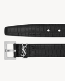  Thắt Lưng Nam Saint Laurent Cassandre Crocodile 'Black' 