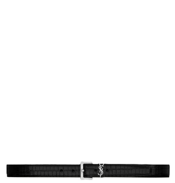  Thắt Lưng Nam Saint Laurent Cassandre Crocodile 'Black' 