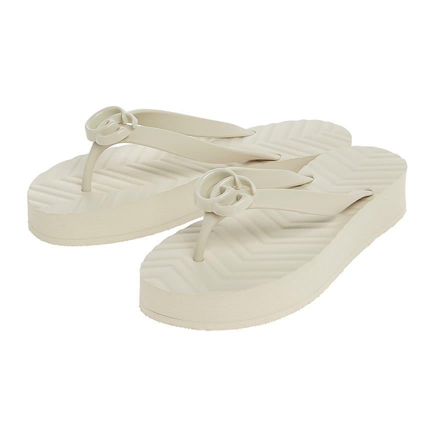  Dép Nữ Gucci Chevron Thong Sandal 'White' 