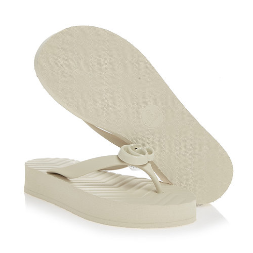  Dép Nữ Gucci Chevron Thong Sandal 'White' 