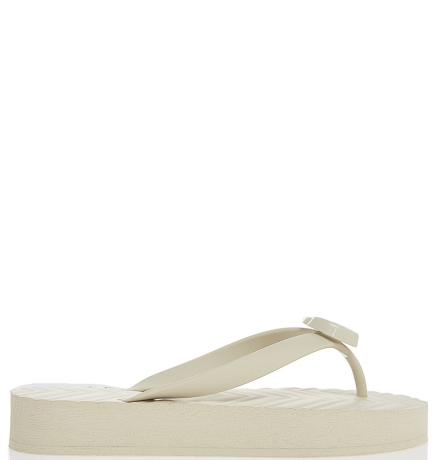  Dép Nữ Gucci Chevron Thong Sandal 'White' 